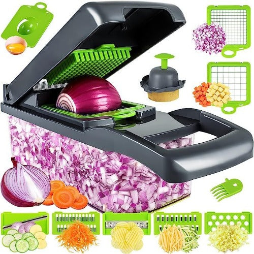 12-in-1 Veg Chopper: Kitchen Gadget Onion Cutter Slicer