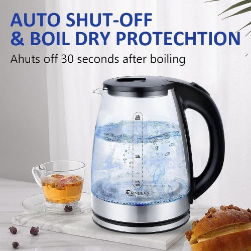 1.8L Electric Tea Kettle: LED Light, Auto Shut-Off