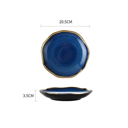 Dark Blue Gradient Ceramic Plate - Phnom Penh Bowl Design