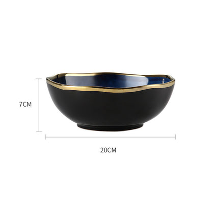 Dark Blue Gradient Ceramic Plate - Phnom Penh Bowl Design