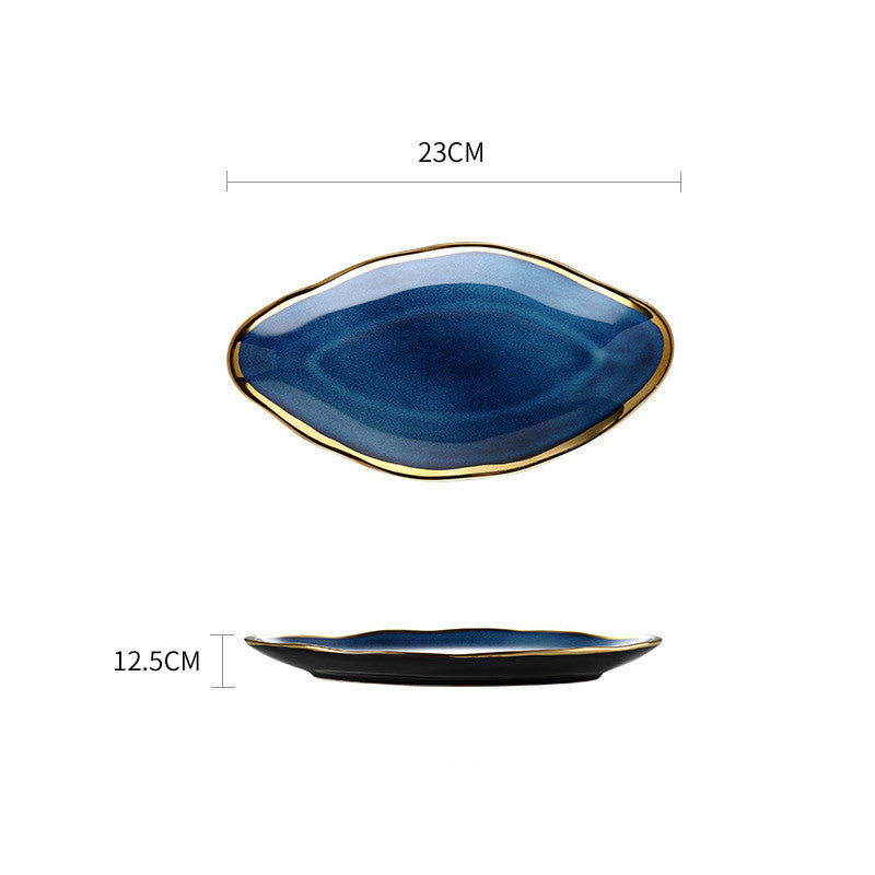 Dark Blue Gradient Ceramic Plate - Phnom Penh Bowl Design