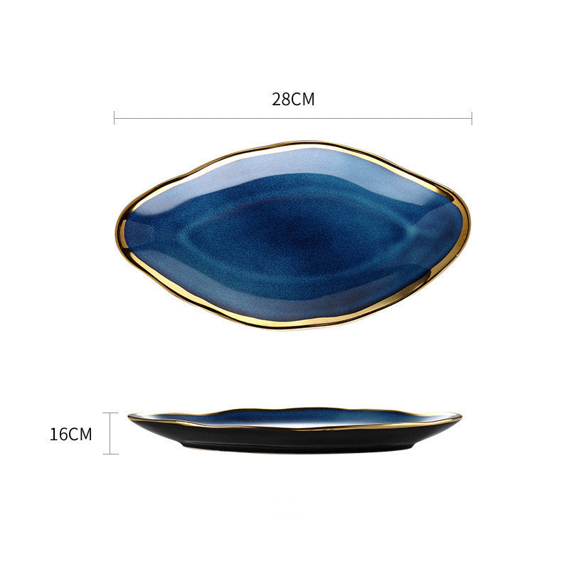 Dark Blue Gradient Ceramic Plate - Phnom Penh Bowl Design