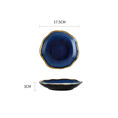 Dark Blue Gradient Ceramic Plate - Phnom Penh Bowl Design