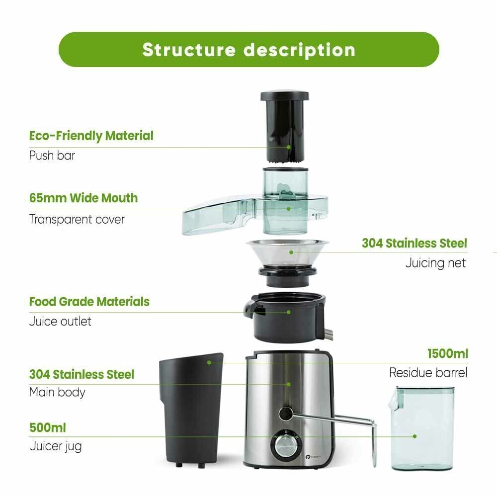 800W Whole Fruit Juicer & Ice Cube Tray Included