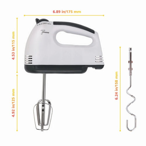 Stainless Steel Hand Mixer: 7 Speeds, 260W