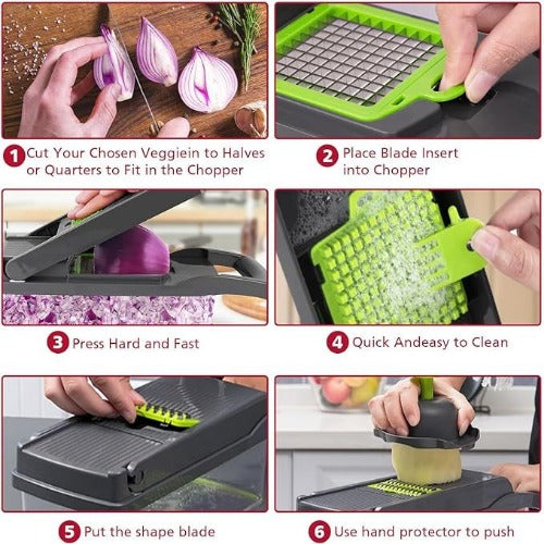 12-in-1 Veg Chopper: Kitchen Gadget Onion Cutter Slicer