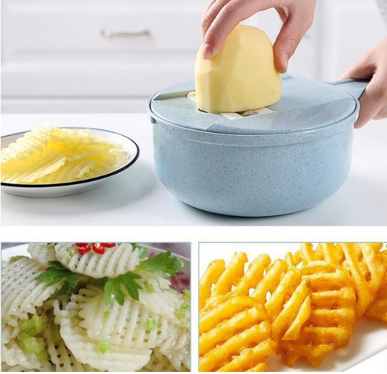 8-in-1 Mandoline Slicer & Vegetable Cutter with Strainer