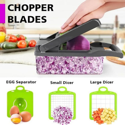 12-in-1 Veg Chopper: Kitchen Gadget Onion Cutter Slicer