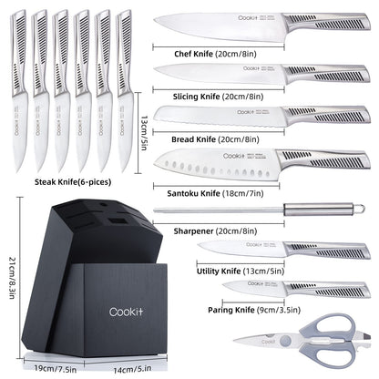 15-Piece Kitchen Knife Set with Block | Sharp & Durable