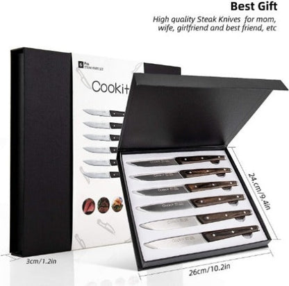 6-Piece Steak Knife Set: Stainless Steel with Wooden Handle