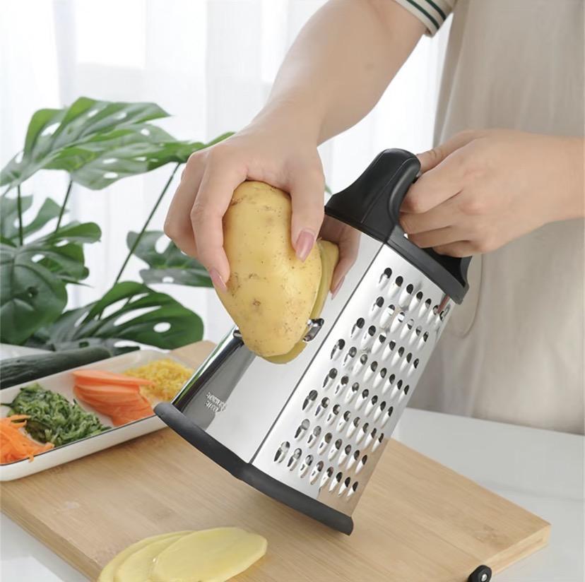 9in Stainless Steel Cheese Grater - Perfect for Parmesan, Vegetables, Ginger - 4 Sides, Dishwasher Safe - Durable