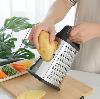 9in Stainless Steel Cheese Grater - Perfect for Parmesan, Vegetables, Ginger - 4 Sides, Dishwasher Safe - Durable