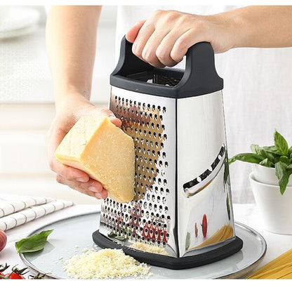 9in Stainless Steel Cheese Grater - Perfect for Parmesan, Vegetables, Ginger - 4 Sides, Dishwasher Safe - Durable