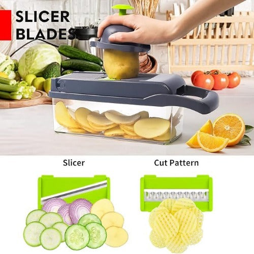 12-in-1 Veg Chopper: Kitchen Gadget Onion Cutter Slicer